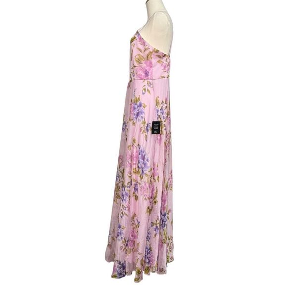 Lulus Women’s Large Maxi Dress Romantic Light Pink Floral Print Halter Neck NEW - Picture 4 of 11